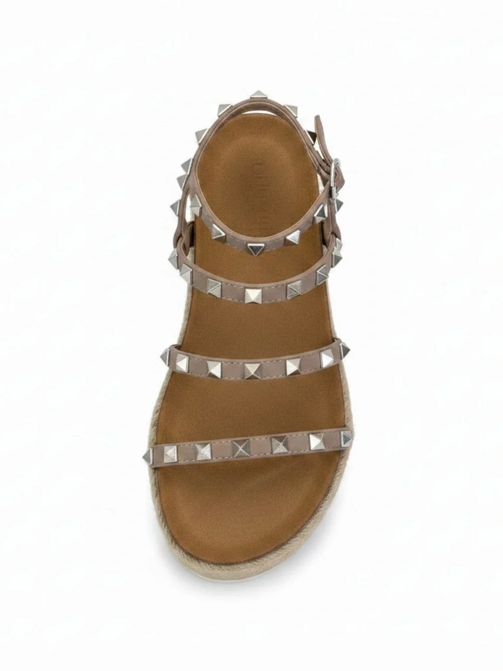 Studded Espadrille Platform Sandals in Beige